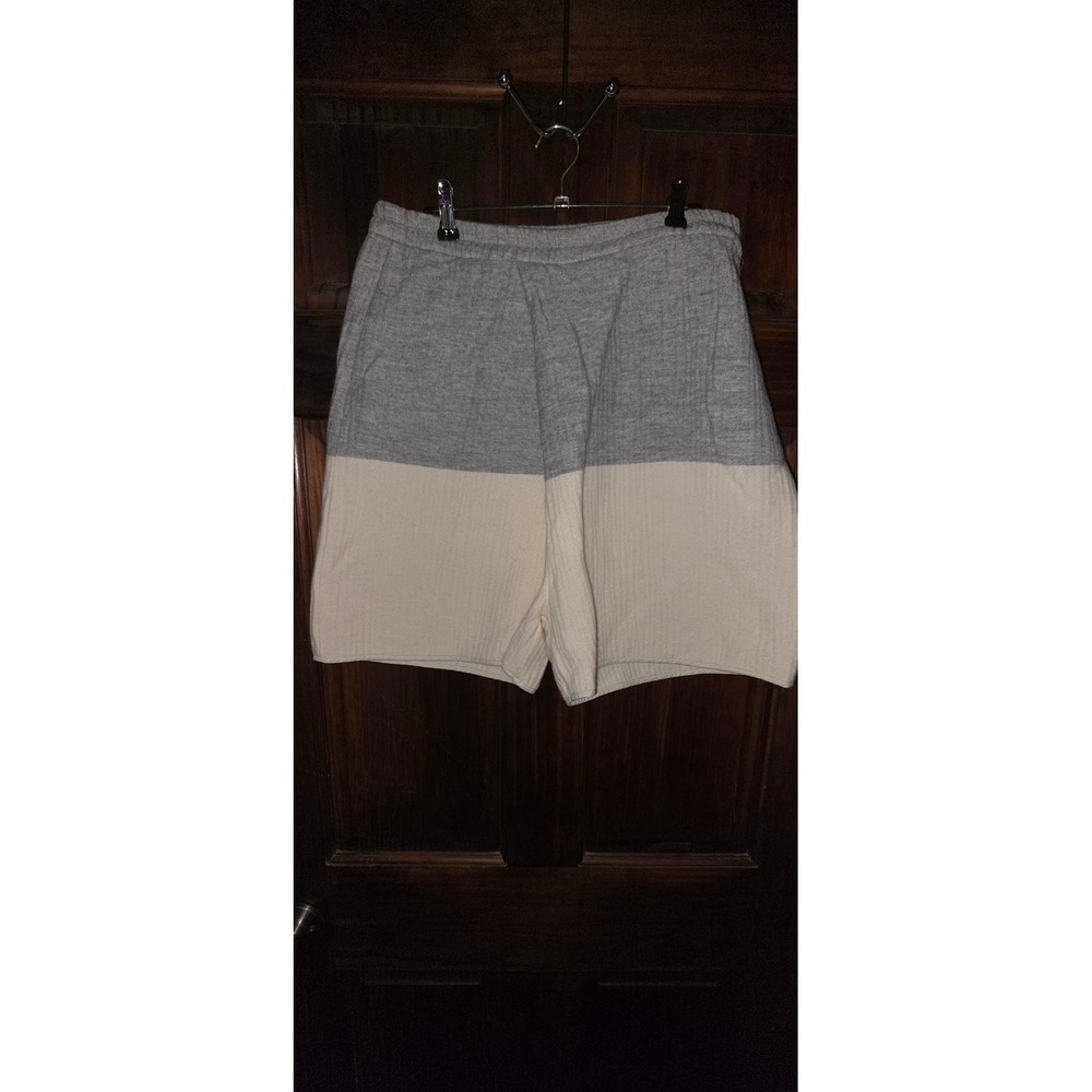 Humanoid Grey Cream Colorblock Wool Blend Shorts Made in Italy Size S